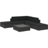 Set Divani Da Giardino 6 Pz Con Cuscini In Polyrattan Nero VidaXL -Giardino di Lusso 84062582 1