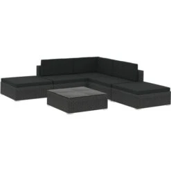 Set Divani Da Giardino 6 Pz Con Cuscini In Polyrattan Nero VidaXL