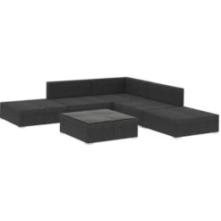 Set Divani Da Giardino 6 Pz Con Cuscini In Polyrattan Nero VidaXL -Giardino di Lusso 84062582 4