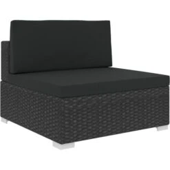 Set Divani Da Giardino 6 Pz Con Cuscini In Polyrattan Nero VidaXL -Giardino di Lusso 84062582 5