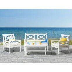 Tavolo Da Giardino In Legno Bianco 100 X 55 Cm Baltic -Giardino di Lusso 8414718 2