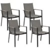 Set Di 4 Sedie Da Giardino In Metallo Nero Grigio Chiaro Cuscini In Legno Busseto -Giardino di Lusso 84708751 1