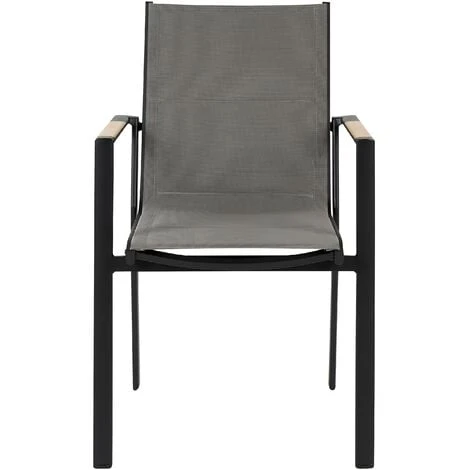 Set Di 4 Sedie Da Giardino In Metallo Nero Grigio Chiaro Cuscini In Legno Busseto 7 Set Di 4 Sedie Da Giardino In Metallo Nero Grigio Chiaro Cuscini In Legno Busseto - immagine 5