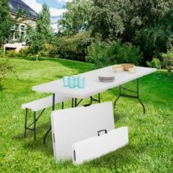Tavolo Pieghevole Portatile Da 180 CM E 2 Panche Pieghevoli Per Il Campeggio O Il Ricevimento -Giardino di Lusso 85683918 3