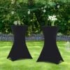 Set Di 2 Tavoli Alti Pieghevoli 105 CM E 2 Coperture Nere -Giardino di Lusso 85683931 1