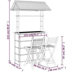 Set Da Bar 3 Pz In Bambù VidaXL -Giardino di Lusso 85688985 3