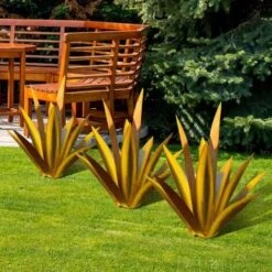 MINKUROW Tequila Scultura Rustica, Pianta Di Agave In Metallo Dipinta A Mano, Statua Rustica Decorazioni Per La Casa, Figurine Da Giardino, Ornamenti Per Prato Da Giardinaggio Per Patio Esterno,27cm -Giardino di Lusso 85700134 4