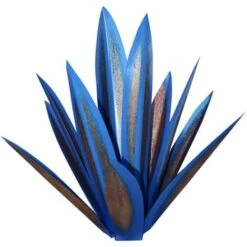MINKUROW Tequila Scultura Rustico Blu Metallo Agave Cortile Arte Grande Rustico Dipinto A Mano Metallo Agave Cortile Decorazione Artistica Statua Decorazioni Per La Casa Per Pali Da Giardino,Darkblue-