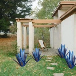 MINKUROW Tequila Scultura Rustico Blu Metallo Agave Cortile Arte Grande Rustico Dipinto A Mano Metallo Agave Cortile Decorazione Artistica Statua Decorazioni Per La Casa Per Pali Da Giardino,Darkblue- -Giardino di Lusso 85700389 3