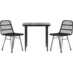 Set Da Pranzo Da Giardino 3 Pz Nero In Polyrattan VidaXL