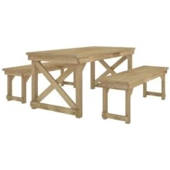 Set Da Pranzo Per Giardino 3 Pz In Legno Di Pino Impregnato VidaXL -Giardino di Lusso 86512161 4