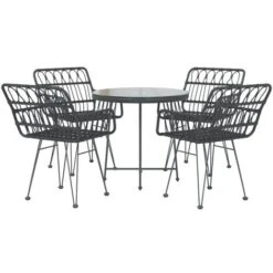 Set Da Pranzo Da Giardino 5 Pz Nero In Polyrattan VidaXL -Giardino di Lusso 87215540 4