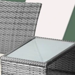Casaria Panca Da Giardino 2 Posti Con Tavolino Polyrattan Cuscini 7cm Set Da Balcone Terrazza Per 2 Persone Vari Colori Grigio -Giardino di Lusso 87503460 5