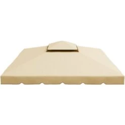 Outsunny Tettuccio Di Ricambio Per Gazebo Da Giardino Con Tetto A 2 Livelli, Copertura In Poliestere Per Gazebo Da 3x3m, Beige