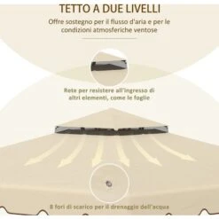 Outsunny Tettuccio Di Ricambio Per Gazebo Da Giardino Con Tetto A 2 Livelli, Copertura In Poliestere Per Gazebo Da 3x3m, Beige -Giardino di Lusso 87893289 5