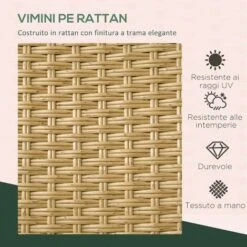 Outsunny Set Da Giardino In Rattan Da 7 Pezzi Con Tavolo Rettangolare E 6 Sedie Da Pranzo Con Cuscini Imbottiti, Color Sabbia E Beige -Giardino di Lusso 87900925 5