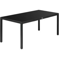 Outsunny Tavolo Da Giardino Rettangolare Per 8 Persone In Alluminio E Vetro Temperato, 180x80x72cm, Nero