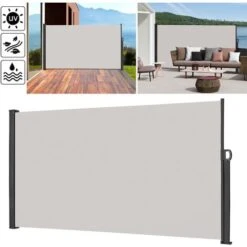 Pannelli Divisori Tenda Da Sole Laterale Allungabile, 180 X 300 Cm, Per Balcone, Terrazza, Giardino, Esterni, Colore Grigio HENGMEI