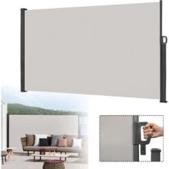 Pannelli Divisori Tenda Da Sole Laterale Allungabile, 200 X 300 Cm, Per Balcone, Terrazza, Giardino, Esterni, Colore Grigio HENGMEI