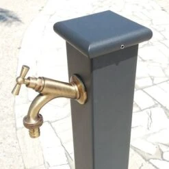 Fontana A Colonna Modello Olimpia In Acciaio E Ghisa Per Esterno Casa Giardino + Rubinetto Mod. 303b In Ottone Brunito -Giardino di Lusso 8829649 4