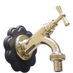 Rubinetto Cod. 303/L In Ottone Con Rosone Fiore Grigio Ghisa Per Fontana A Muro Casa Giardino Scegli Il Rubinetto: Ottone Lucido