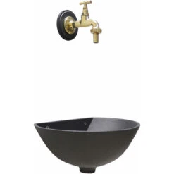 Giardino di Lusso 5 Fontana A Muro Mod. 600 Colore Grigio Ghisa Per Casa Giardino Con Rubinetto Cod.195/L In Ottone Lucido