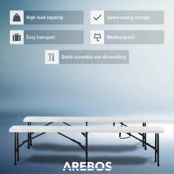 AREBOS Panchine Pieghevoli Panche Birreria -Giardino di Lusso 8848562 3