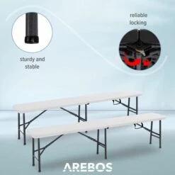 AREBOS Panchine Pieghevoli Panche Birreria -Giardino di Lusso 8848562 4