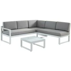 Salotto Da Giardino In Alluminio Grigio PALAOS II: Tavolino E Divano Angolare Sollevabile 6 Posti -Giardino di Lusso 88501935 3