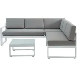 Salotto Da Giardino In Alluminio Grigio PALAOS II: Tavolino E Divano Angolare Sollevabile 6 Posti -Giardino di Lusso 88501935 4