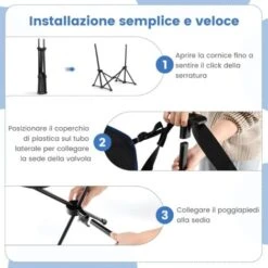 GOPLUS Sedia A Dondolo Da Esterno, Con Poggiapiedi Retrattile, Poggiatesta, Porta Bicchieri E Borsa Da Trasporto, Design Pieghevole Portatile Per Campeggio (Nero) -Giardino di Lusso 88509063 4