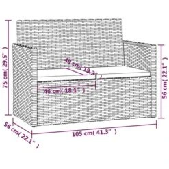 Panca Da Giardino Con Cuscini Grigia 105 Cm In Polyrattan VidaXL -Giardino di Lusso 88579790 3