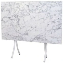 Tavolo Pieghevole 60x90 Marmo Bianco E Gambe Bianco 10151 -Giardino di Lusso 88770638 3