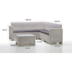 Dmora Set Salotto Da Esterno Eris, Set Da Giardino Con Cuscini, Salottino Indoor E Outdoor Effetto Rattan, 100% Made In Italy, Bianco -Giardino di Lusso 89058498 3