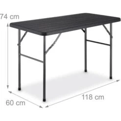 Relaxdays Tavolino Ripiegabile Da Giardino, HLP 74 X 118 X 60 Cm, Aspetto Legno, Tavolo Di Plastica E Metallo, Nero -Giardino di Lusso 89200368 4