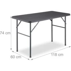 Relaxdays Tavolino Ripiegabile Da Giardino, HLP 74 X 118 X 60 Cm, Aspetto Legno, Tavolo Di Plastica E Metallo, Grigio -Giardino di Lusso 89223844 4