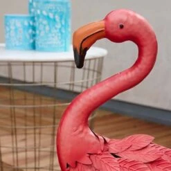 Fenicottero Rosa In Metallo Laccato Opaco (Set Di 2) -Giardino di Lusso 89359650 4