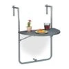 Relaxdays Tavolino Da Balcone Pieghevole, 59,5 X 63 Cm, Mini Tavolo Appeso, Regolabile In Altezza, Salvaspazio, Grigio