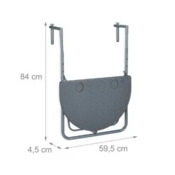 Relaxdays Tavolino Da Balcone Pieghevole, 59,5 X 63 Cm, Mini Tavolo Appeso, Regolabile In Altezza, Salvaspazio, Grigio -Giardino di Lusso 89714831 5