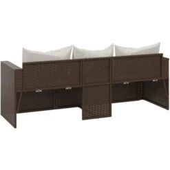 Divano Da Giardino A 3 Posti Con Cuscini In Polyrattan Marrone VidaXL -Giardino di Lusso 90015475 5