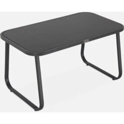 Mobili Da Giardino In Metallo E Textilene Per 4 Persone, Grigio Scuro E Nero, Design -Giardino di Lusso 90518557 4