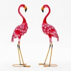 COSTWAY Statue Da Giardino In Metallo, Set Di 2 Sculture Da Esterno Ed Interno, Ideale Per Casa, Patio, Prato E Cortile (MODELLO 1)