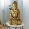 Figura Di Buddha Soggiorno Figura Decorativa Decorazione Della Casa, Scultura Asiatica, Resina Sintetica Oro, LxLxA 12x10x20 Cm