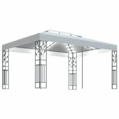 VIDAXL Gazebo Con Tetto Doppio E Stringa Di Luci Led 3x4 M Bianco -Giardino di Lusso 90945148 2