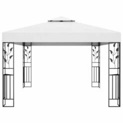 VIDAXL Gazebo Con Tetto Doppio E Stringa Di Luci Led 3x4 M Bianco -Giardino di Lusso 90945148 4
