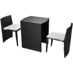 VIDAXL Set Da Bistrot 3 Pz Con Cuscini In Polyrattan Nero -Giardino di Lusso 90951579 2