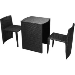 VIDAXL Set Da Bistrot 3 Pz Con Cuscini In Polyrattan Nero -Giardino di Lusso 90951579 3