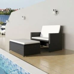VIDAXL Set Divani Da Giardino 2 Pz Con Cuscini In Polyrattan Nero
