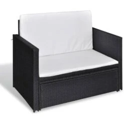VIDAXL Set Divani Da Giardino 2 Pz Con Cuscini In Polyrattan Nero -Giardino di Lusso 90953354 4