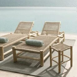 Sgabello In Teak E Corda, Teak -Giardino di Lusso 91120942 3